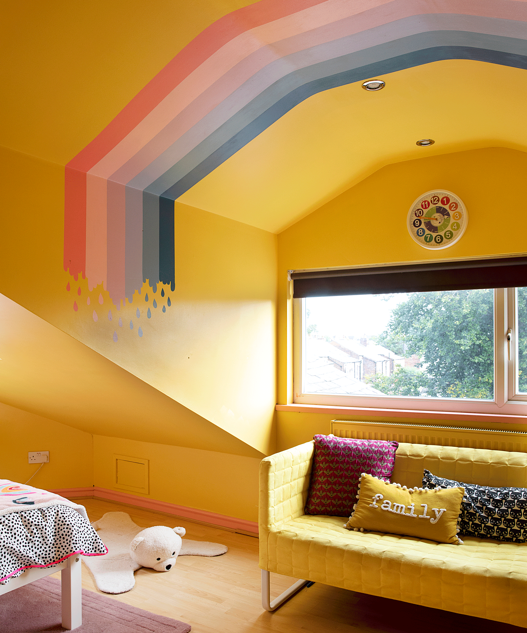 Karen Clough used left over paint to create a rainbow bedroom for less than £100