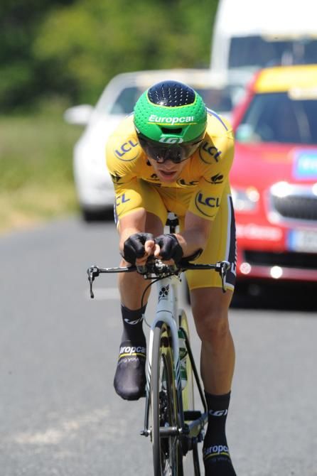 Crit&eacute;rium du Dauphin&eacute; leader David Veilleux (Europcar) fought valiantly but would surrender the leader's jersey after the time trial