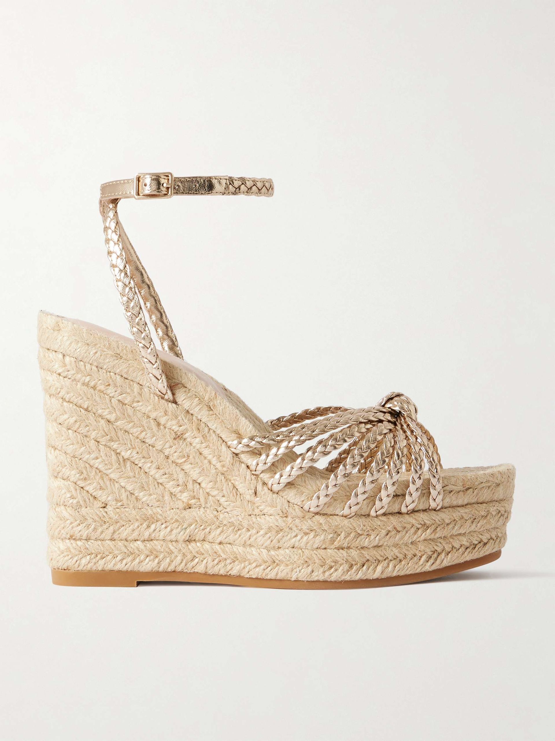 Pamela Mignon Metallic Leather Platform Wedge Sandals