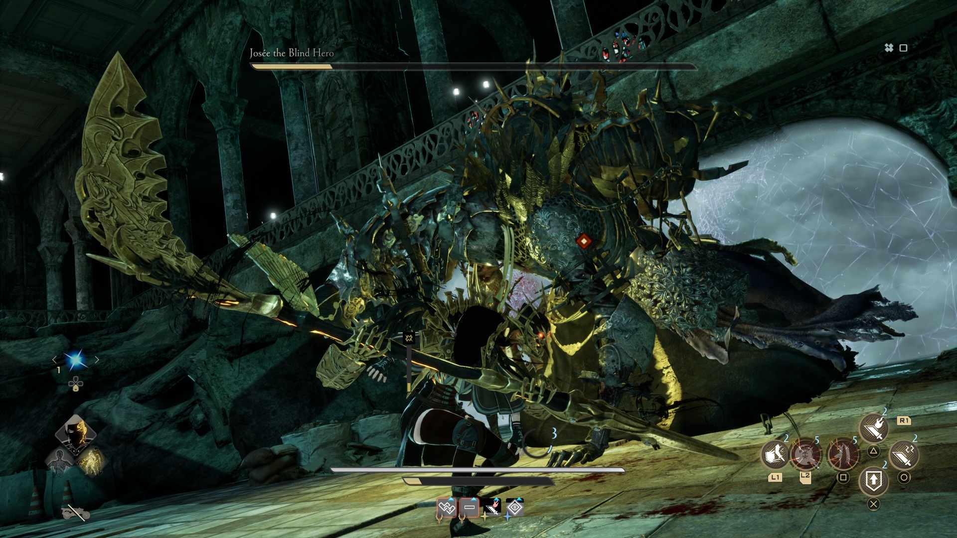 Code Vein 2 Josee: The player about to attack Josee while she's stunned.