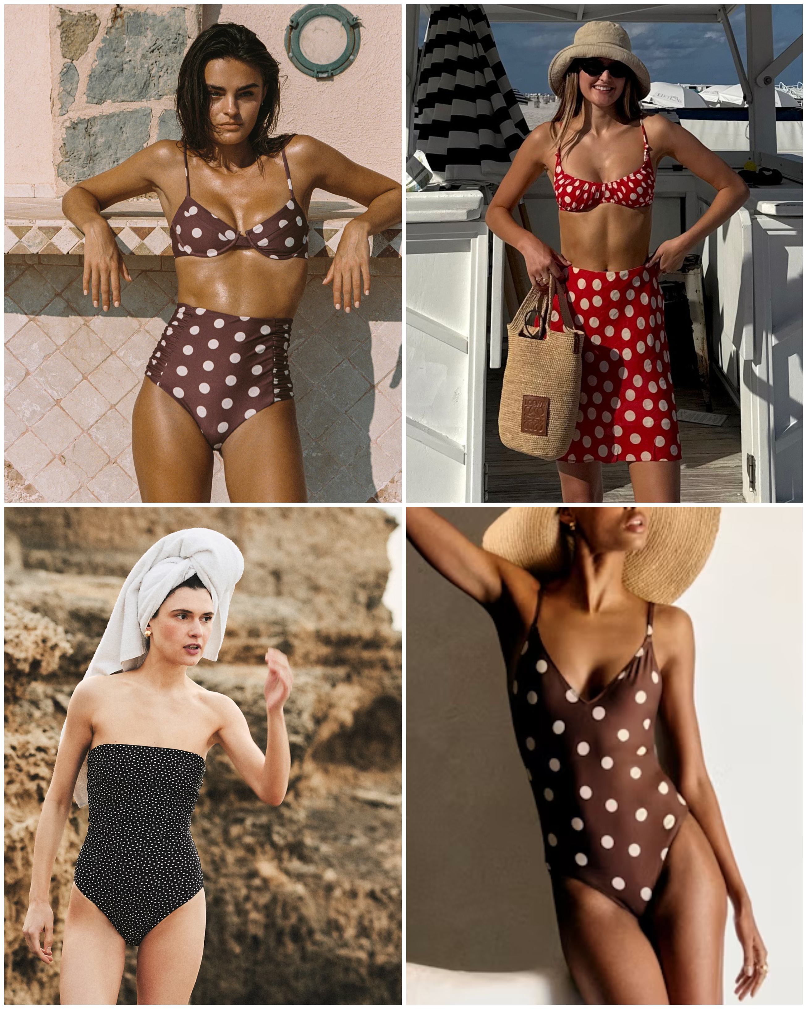 the polka dot 2025 swimwear trend at Juillet, Sara Walker, J.Crew, Sezane