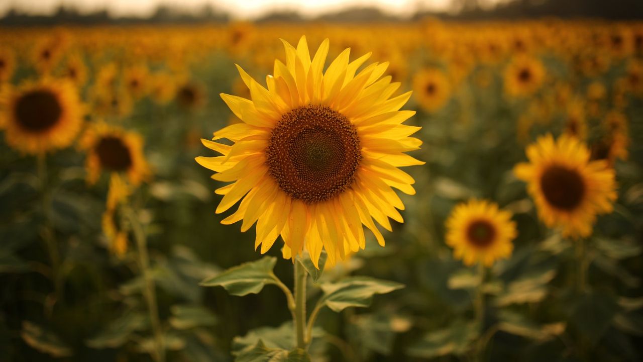 Sunflower in a field of sunflowers