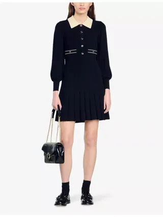 Lison Pleated-Skirt Knitted Dress