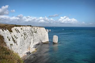 White Cliffs of Dover on the coast of England.