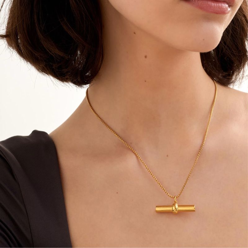 Katie Loxton , Gold Plated T-Bar Waterproof Necklace
