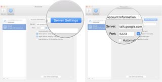 Click on Server Settings, then change the server to talk.google.com
