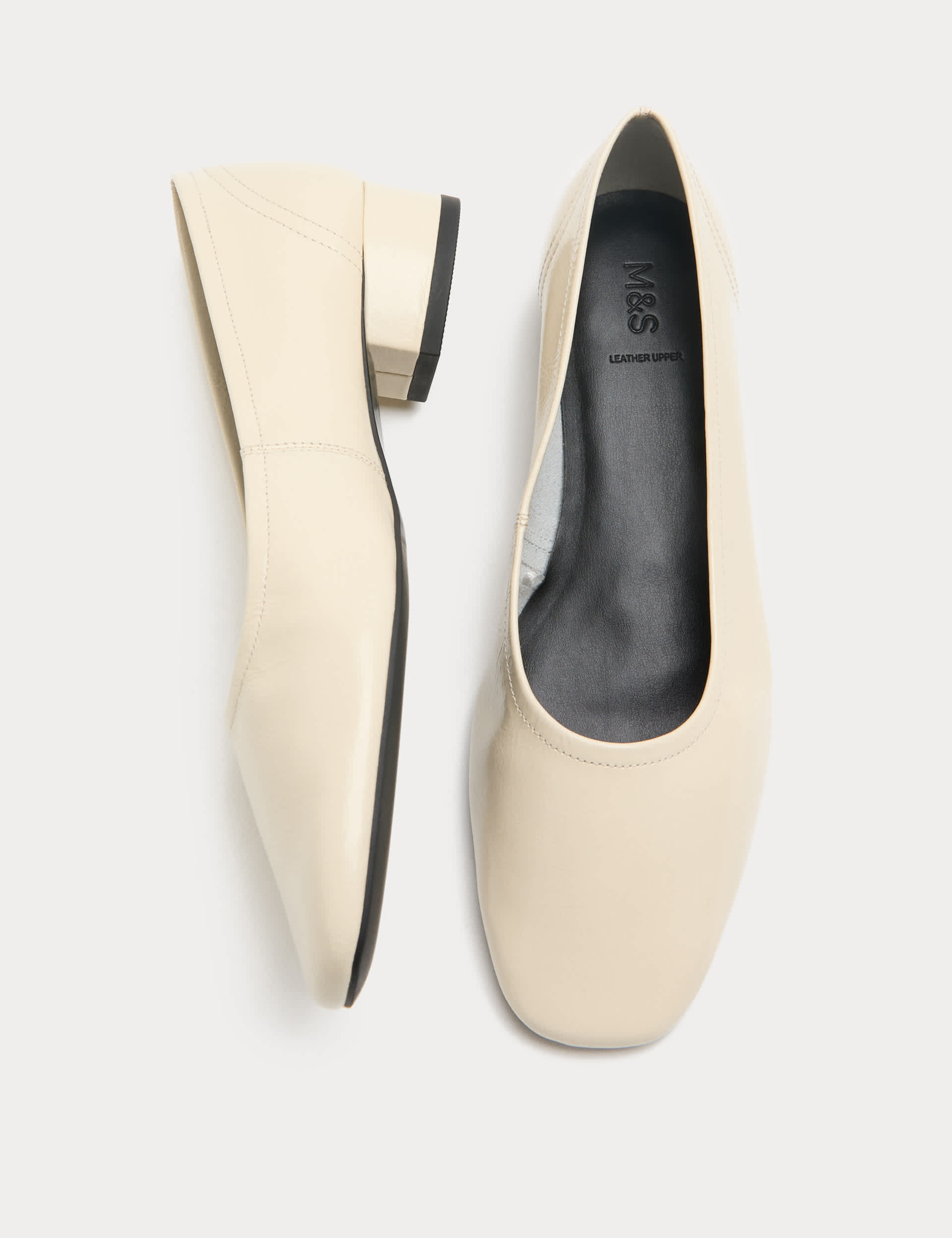 Leather Block Heel Pumps