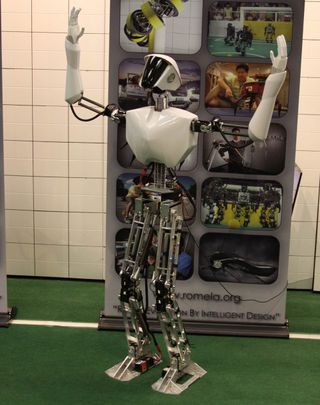 The Navy's firefighting robot will be a follow-on version to the existing Virginia Tech CHARLI-L1 robot, pictured here.