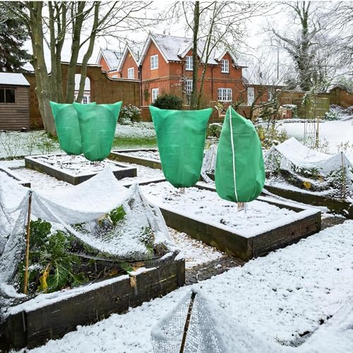 Oahao 2 Packs Plant Covers Freeze Protection 80 X 120cm Large Frost Blankets for Plants Frost Cloth Plant Freeze Protection Tree Covers Freeze Protection Covers Bags With Zipper Drawstring