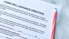 Colorful pen on top of advance directive document