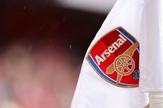 A general view of the Arsenal badge on a corner flag during Arsenal v Chelsea: The Mind Series at Emirates Stadium on August 1, 2021 in London, England.