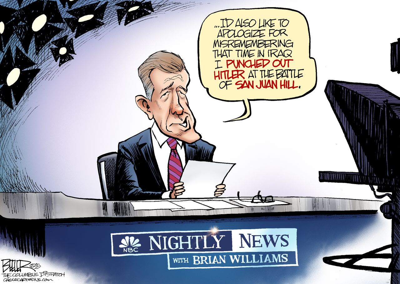 Editorial cartoon U.S. entertainment Brian Williams