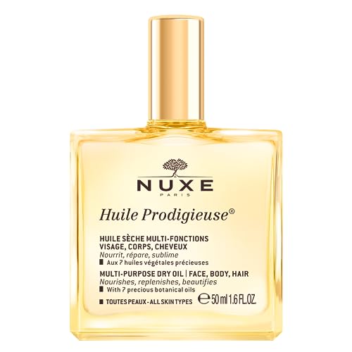 Nuxe Huile Prodigieuse Multi-Purpose Dry Oil With 7 Botanical Oils for Radiant Glow and Hydration for Face, Body &amp;amp; Hair, 1.6 Fl Oz