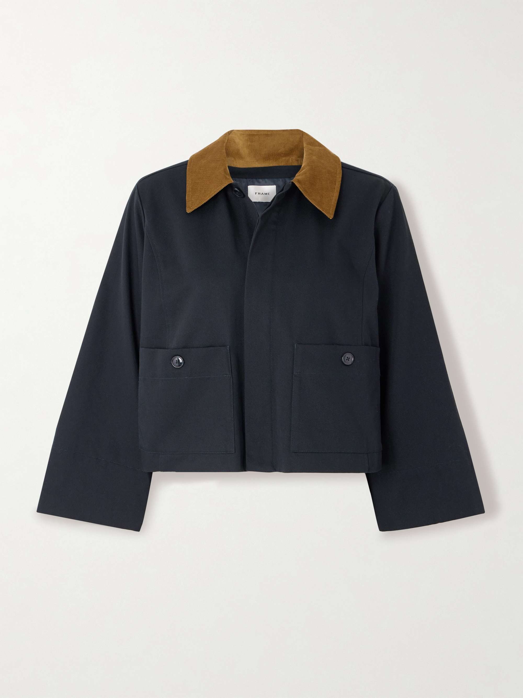Corduroy-trimmed cotton-twill jacket