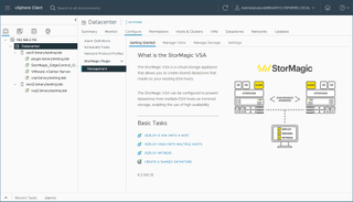 A screenshot of the StorMagic datacenter dashboard