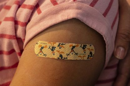A child's post-vaccine bandage