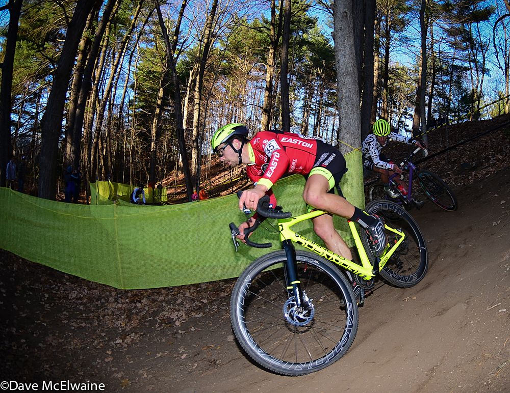 Michael Van Den Ham (Red Truck- Garneau) riding a high berm during lap three