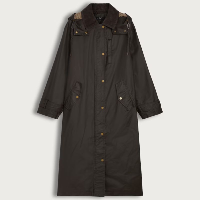 wax coated cotton, longline coat