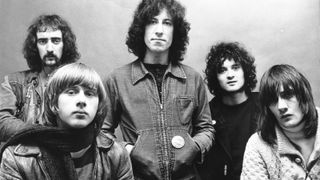 Fleetwood Mac in 1969. (left to right) Bassist John McVie, guitarist/singer Danny Kirwan, guitarist/singer Peter Green, pianist Jeremy Spencer, and drummer Mick Fleetwood