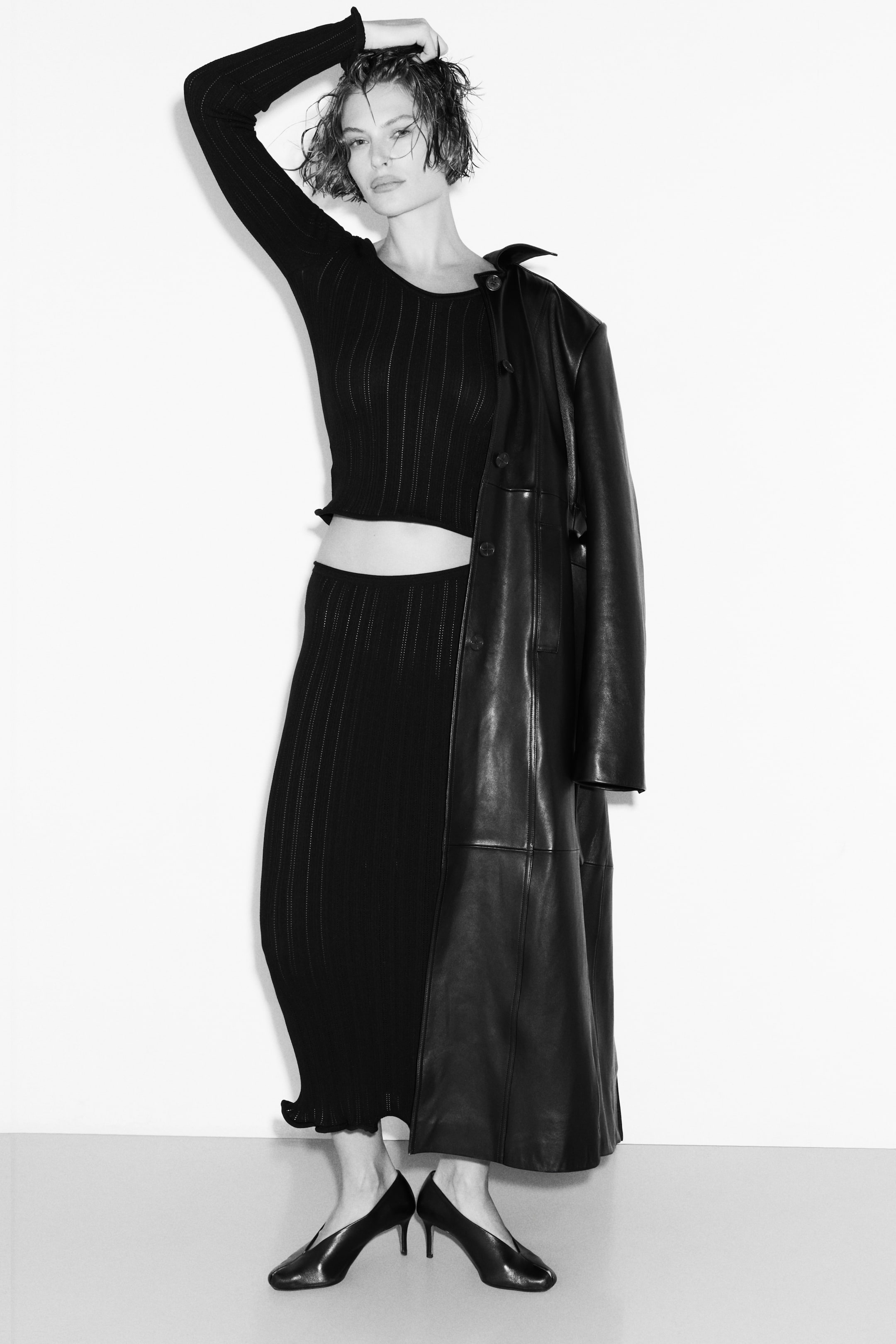 Rib-Knit Skirt - Black