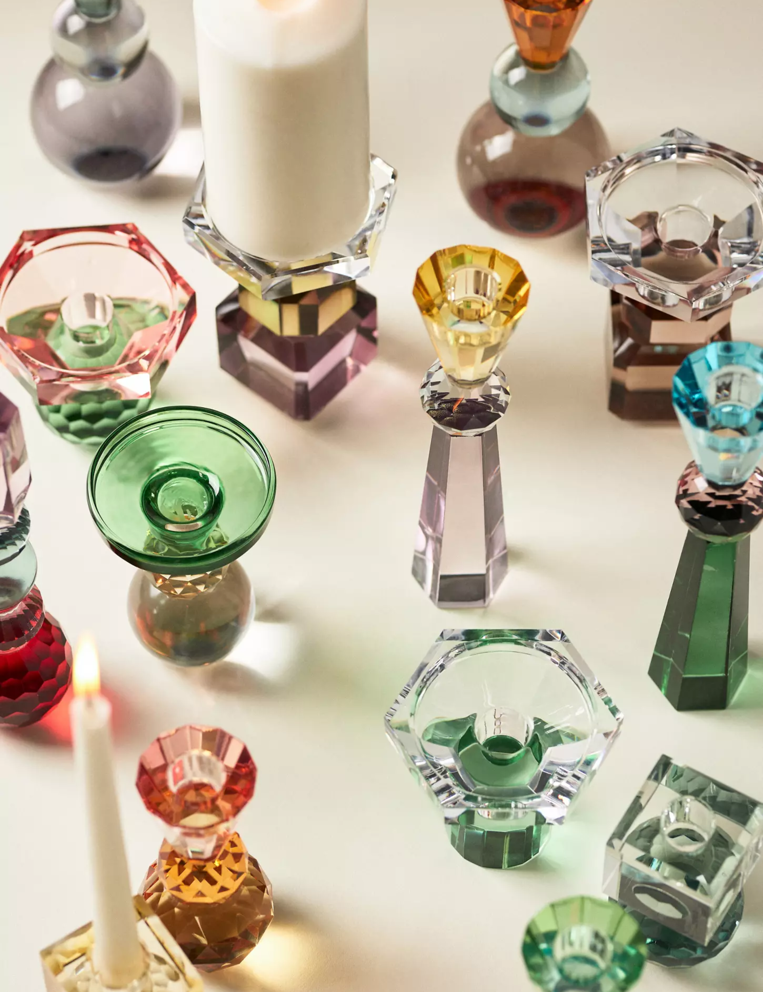 Assorted Anthropologie Cut Glass Candle Holders