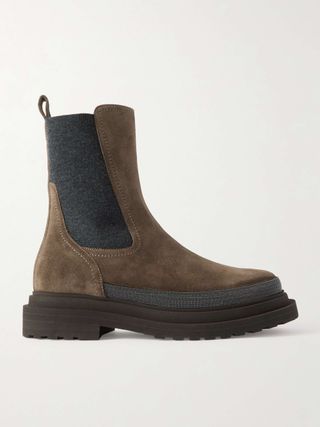 Bead-Embellished Suede Chelsea Boots