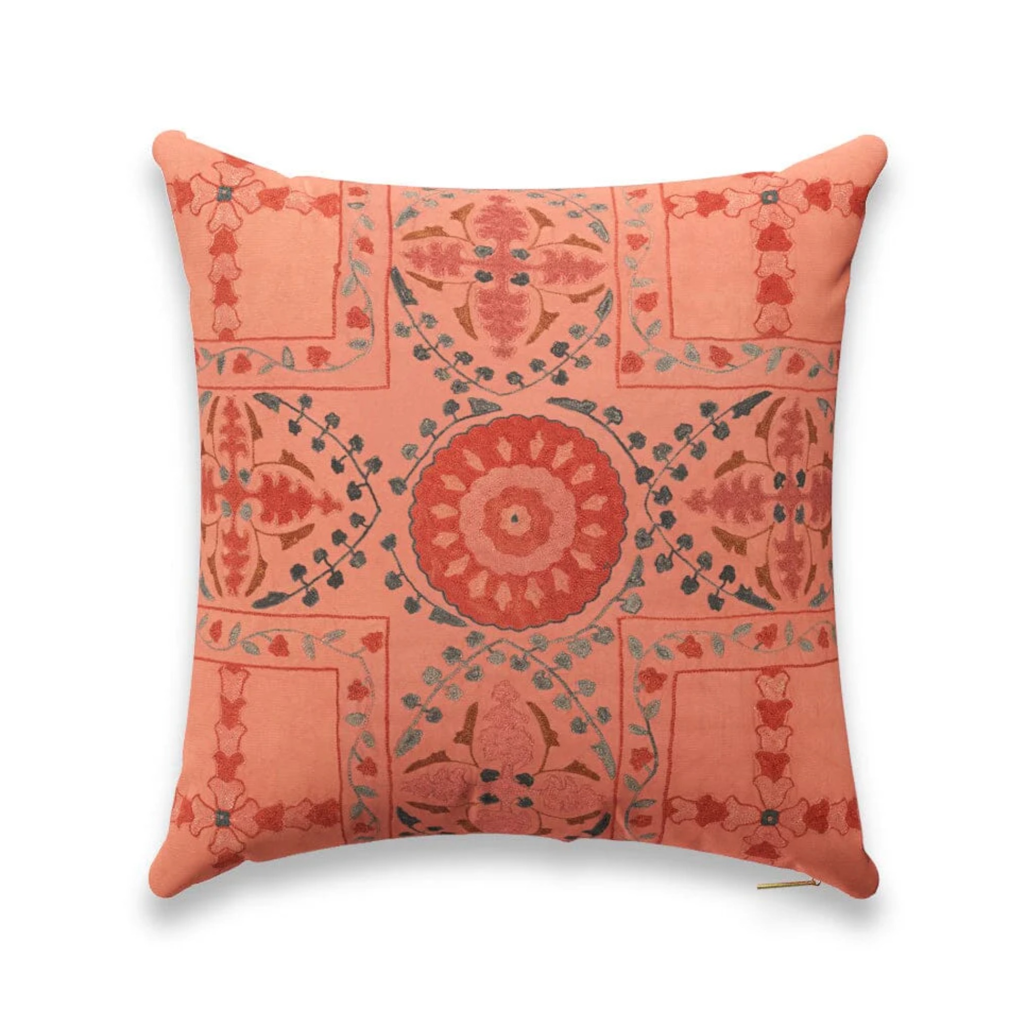 Coral trellis Suzani Pillow, $160, St Frank