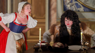 A scene from AI created L&rsquo;Astrologue ou les Faux Pr&eacute;sages (The Astrologer, or False Omens) performed by L&eacute;a Sorrentino and Melvin Fauchoux. 