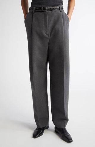 Pleated Straight Leg Pants