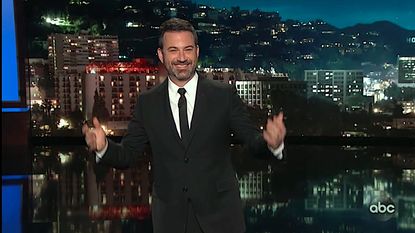 Jimmy Kimmel gawks and Kanye West and President Trump