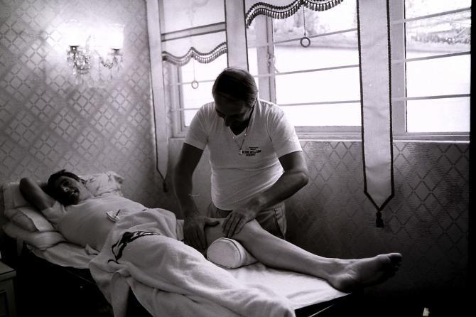 Moser gets a massage