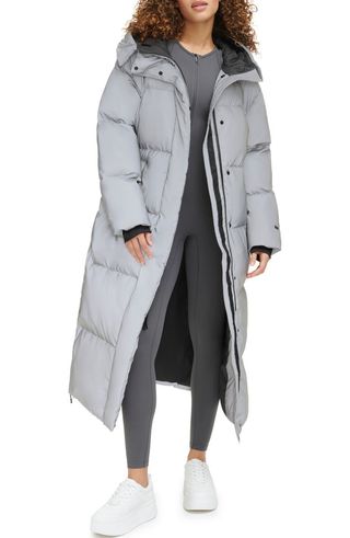 Side Zip Hooded Maxi Puffer Jacket