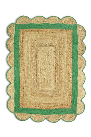 Scalloped jute rug with green border from Habitat