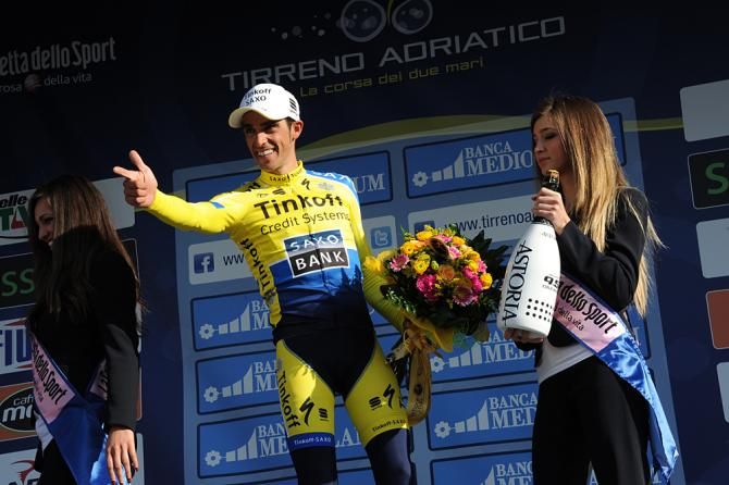 Alberto Contador (Tinkoff-Saxo) on the podium
