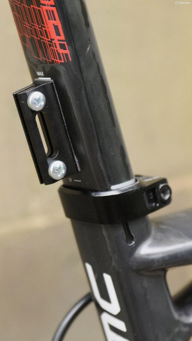 BMC created their own bespoke number board mounts, which are stuck to the flat rear face of the seatpost