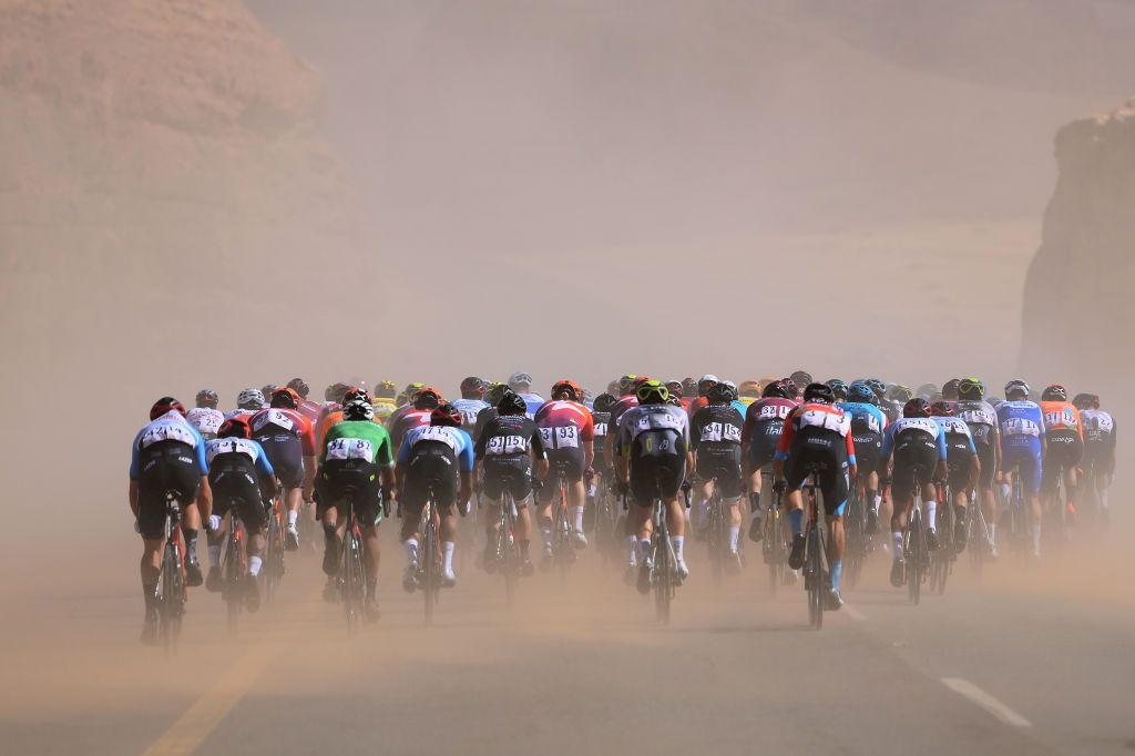 The wind blew during stage 2 of the Saudi Tour