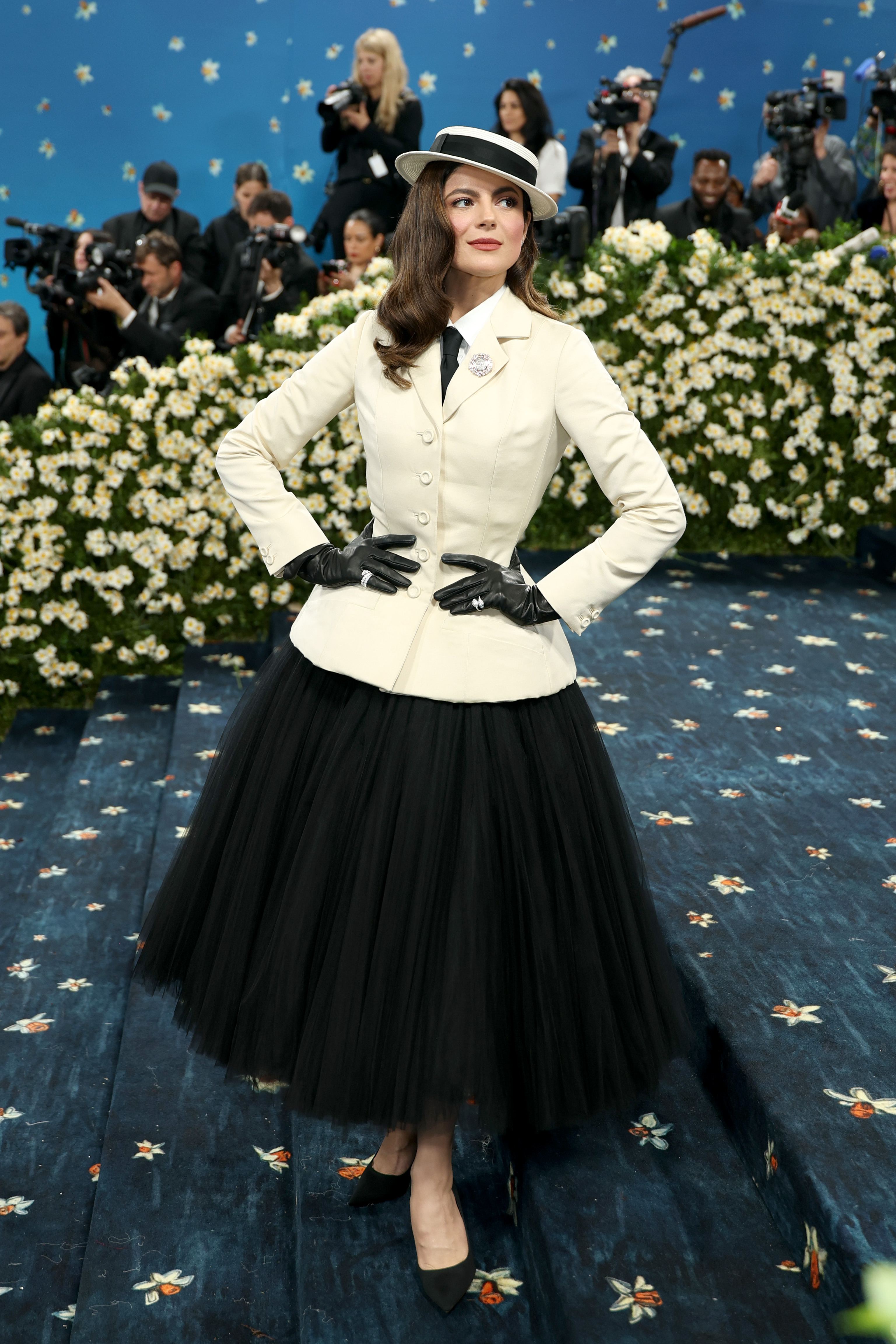 An image of Monica Barbaro wearing a waisted blazer to the 2025 Met Gala.
