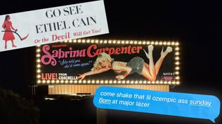 Ethel Cain/Sabrina Carpenter/Major Lazer Coachella billboard