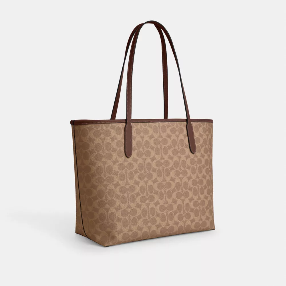 Gold/tan/brown City Tote Bag in Signature Canvas