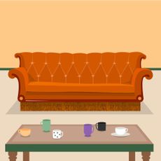 sofa with cup of tea on table