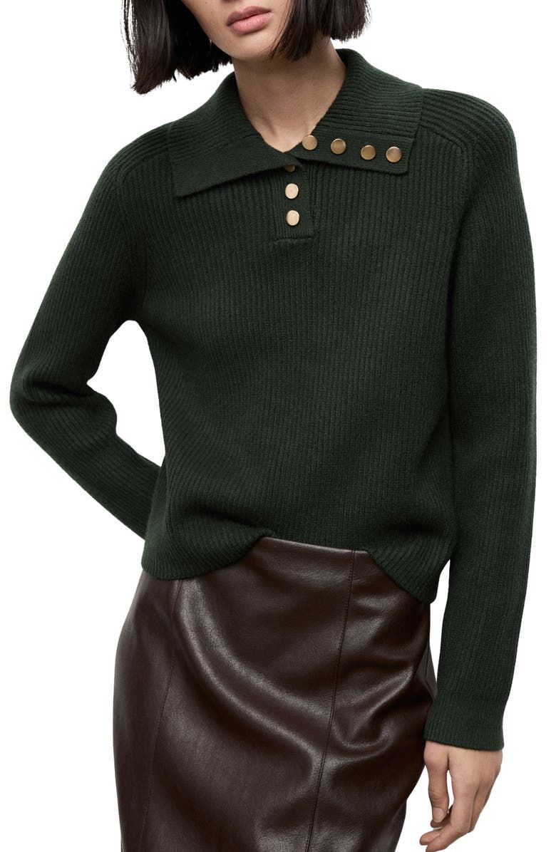 Ribbed Polo Sweater
