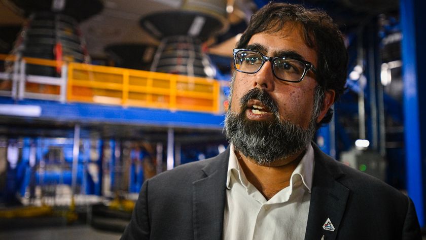 Amit Kshatriya, then NASA deputy associate administrator of the Moon to Mars Program, speaks to the press during an Artemis media event in the Vehicle Assembly Building at Kennedy Space Center in Florida, on Dec, 16, 2024. 