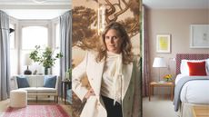 Compilation of images of Suzy Hoodless headshot and two of her projects