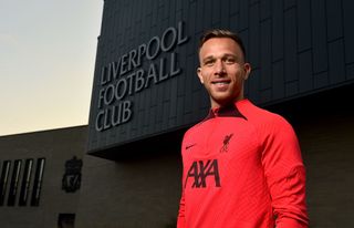 What will Arthur Melo bring to Liverpool? Arthur Melo new signing for Liverpool at AXA Training Centre on September 01, 2022 in Kirkby, England.