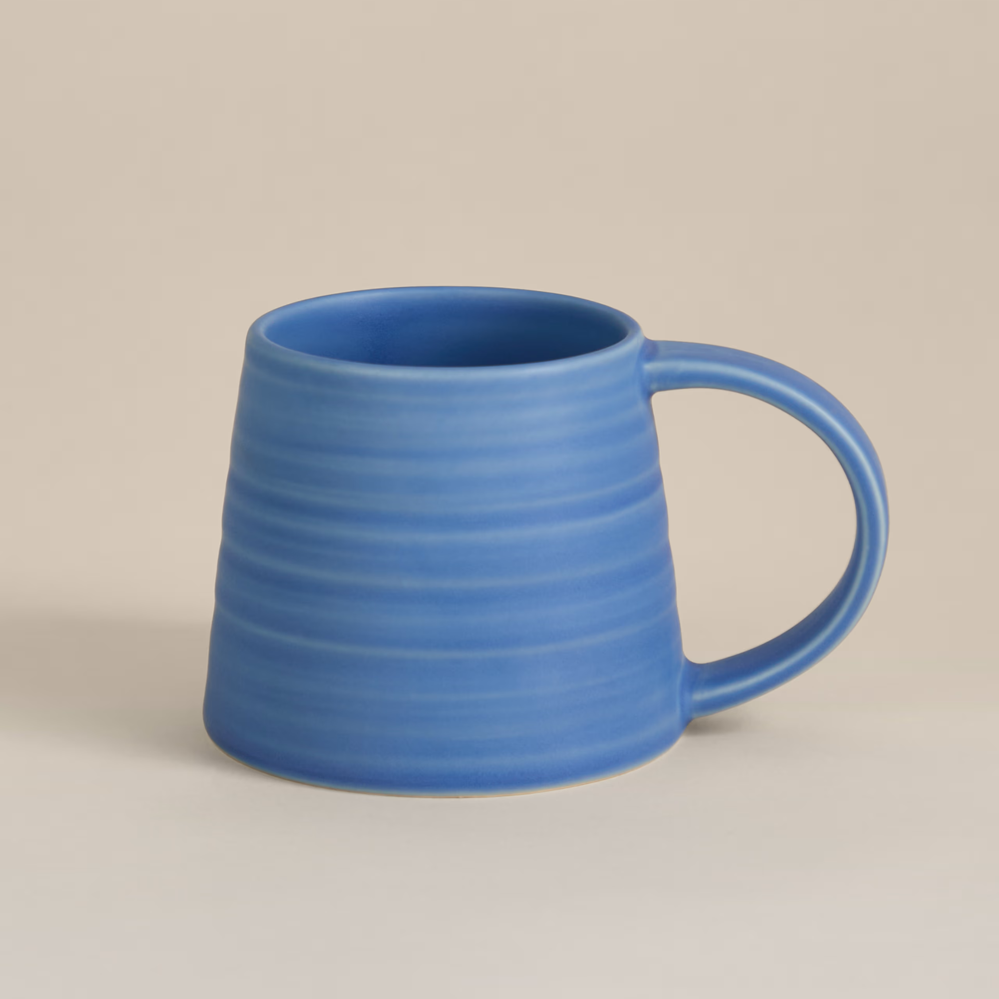 Horizontal Soft Rib Mug in blue.