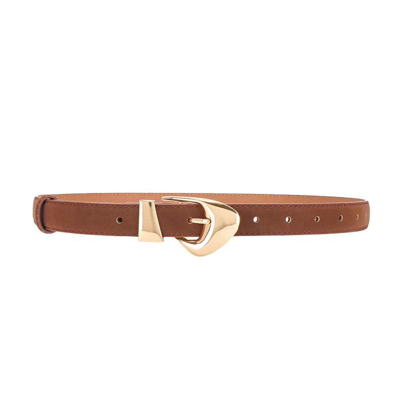 Brown Leather belt with gold hardware, Revolve