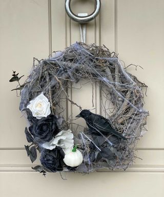 gothic wreath for halloween door from woodland wreath company