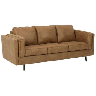 Ashley Furniture Maimz leather look tan brown sofa