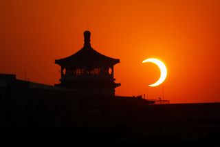 Annular solar eclipse from Tiananmen Square