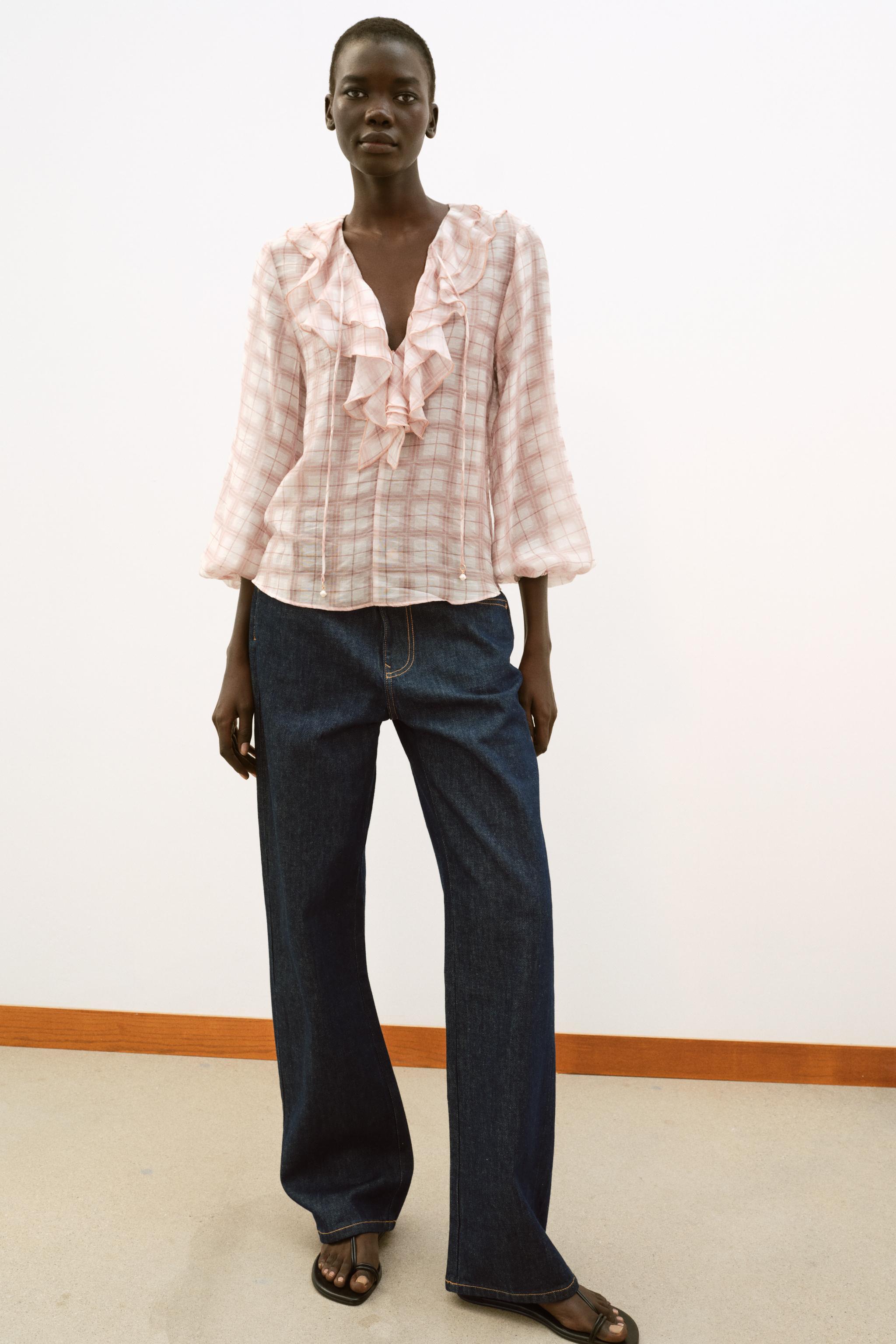 Ruffled Check Blouse